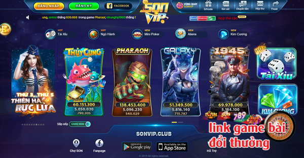 Kho game giải trí được cổng game SonVip thiết kế ấn tượng